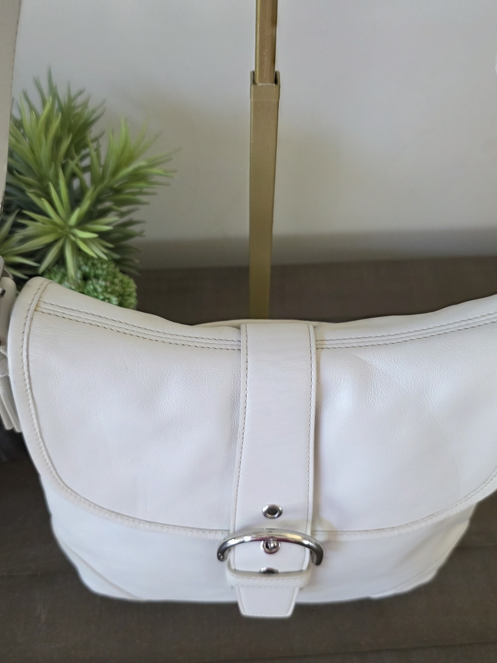 Coach Vintage Soho Large White Leather Convertible Crossbody Shoulder Bag Y2K - Picture 9 of 15